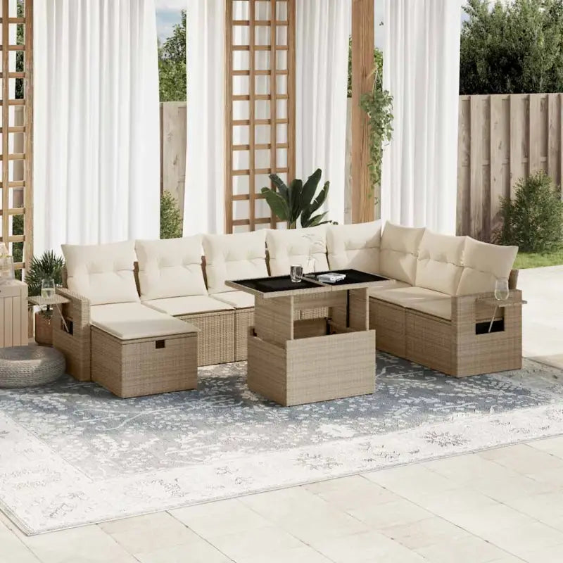 Zwart materiaal loungeset met gepoedercoat staal voor jouw tuin of terras - beige en crèmekleurig / zonder opbergruimte