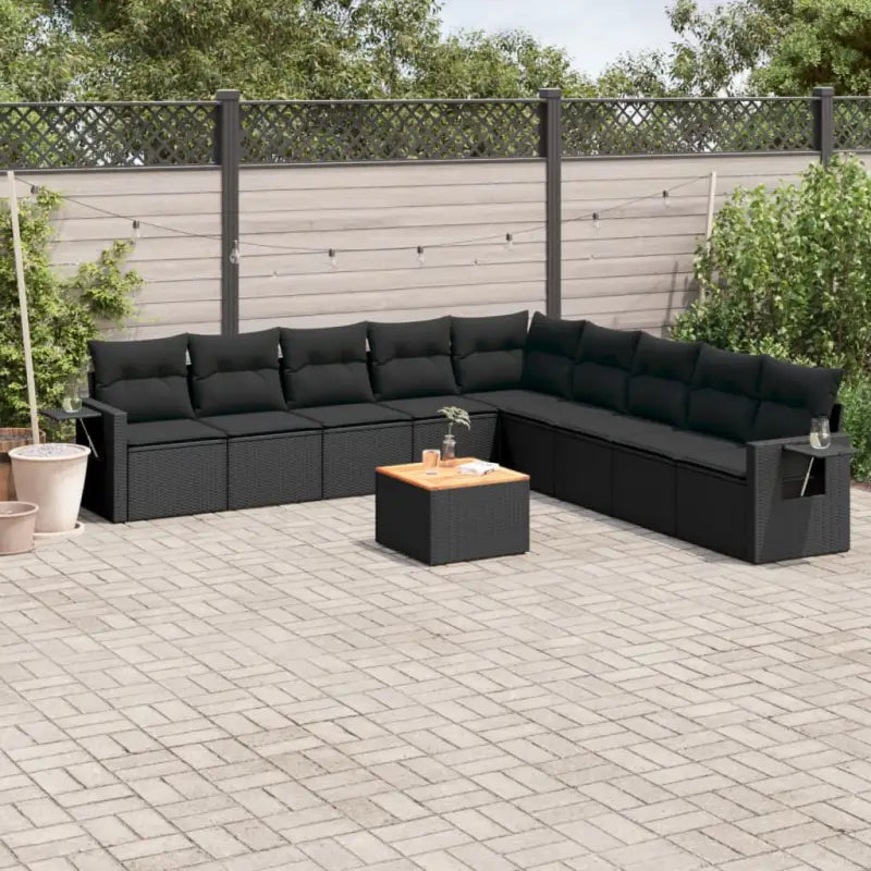 Zwart materiaal loungeset met gepoedercoat staal voor terras of tuin - Zwart - Tuinsets