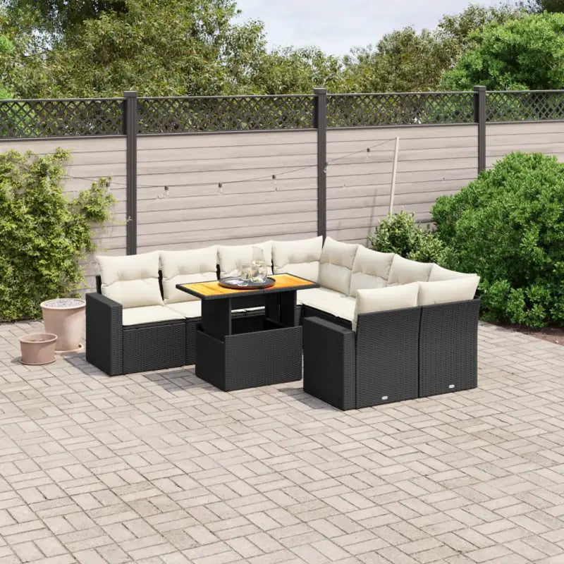 Zwart materiaal loungeset met gepoedercoat staal voor tuin en terras - Zwart en crème / zonder opbergruimte - Tuinsets