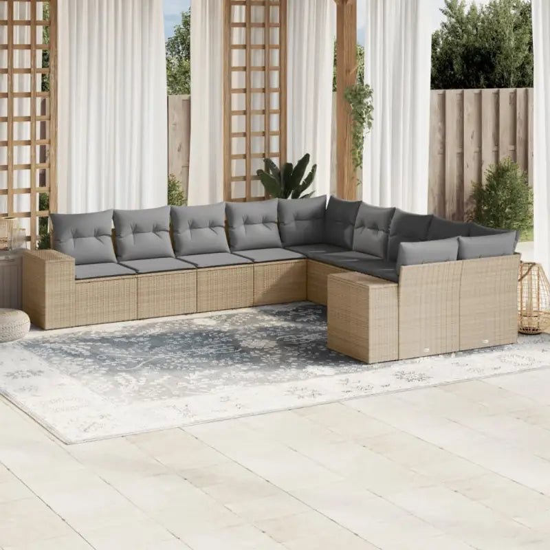 Zwart materiaal loungeset met gepoedercoat staal voor tuin en terras - beige en lichtgrijs / Zonder tafel - Tuinsets