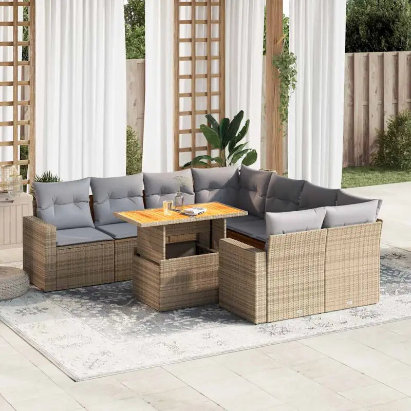 Zwart materiaal loungeset met gepoedercoat staal voor tuin en terras - Beige en grijs / met opbergruimte - Tuinsets