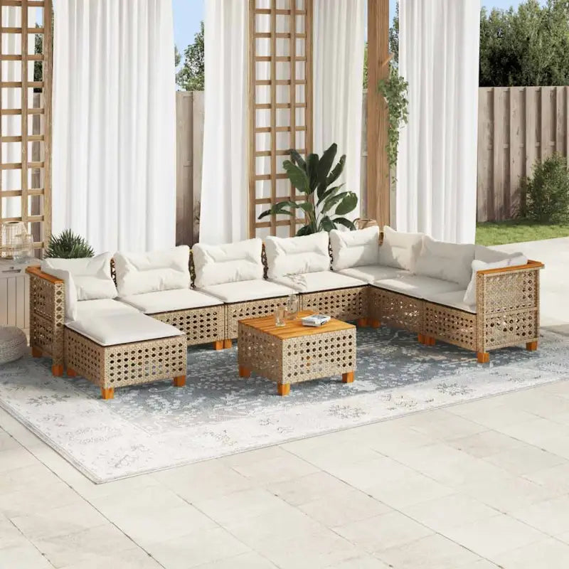 Zwart materiaal loungeset met natuurlijke olieafwerking en ideale afmetingen - Beige / Met tafel / gat weven - Tuinsets