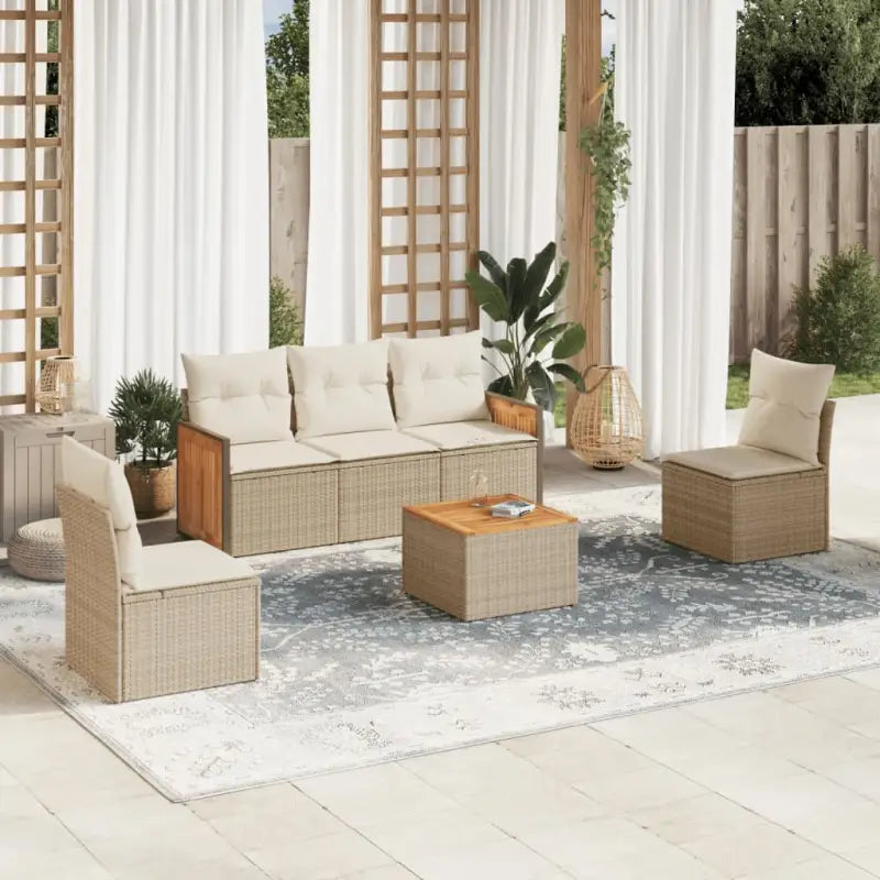 Zwart materiaal loungeset met poly rattan en gepoedercoat staal afmetingen - beige en crèmekleurig / Met tafel
