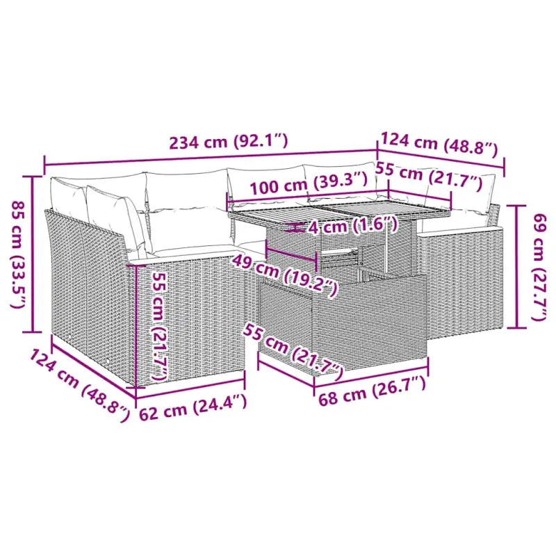 Zwart materiaal loungeset met waterdichte tas en gepoedercoat staal - Tuinsets