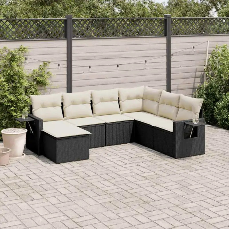 Zwart materiaal loungeset met waterdichte tas en gepoedercoat staal - Zwart en crème / Zonder tafel - Tuinsets