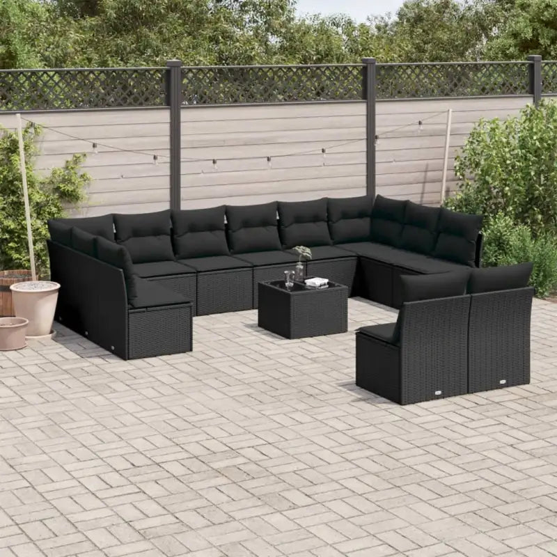 Zwart materiaal loungeset met waterdichte tas en gepoedercoat staal - Zwart / Met tafel - Tuinsets