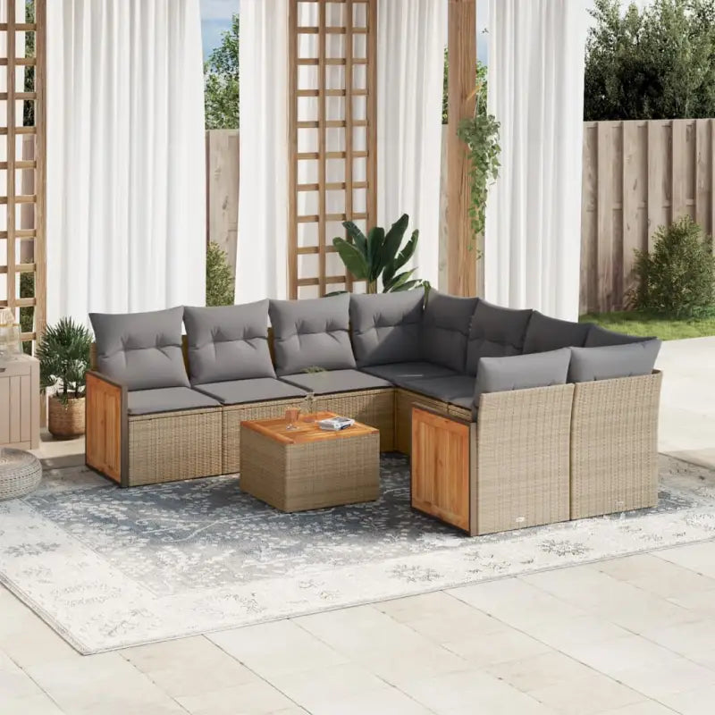Zwart materiaal loungeset met waterdichte tas voor buitenplezier - Beige en grijs - Tuinsets