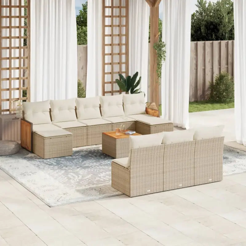 Zwart materiaal loungeset met waterdichte zak en gepoedercoat staal - beige en crèmekleurig / Met tafel - Tuinsets