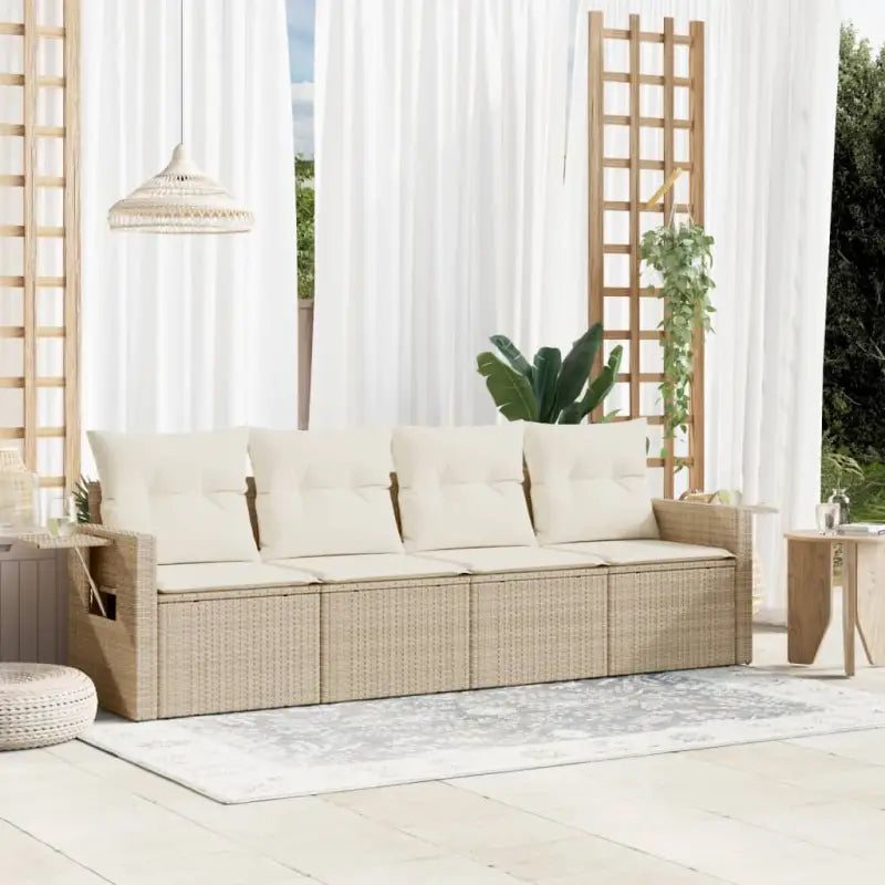 Zwart materiaal loungeset met waterdichte zak en gepoedercoat staal - beige en crèmekleurig / Zonder tafel - Tuinsets