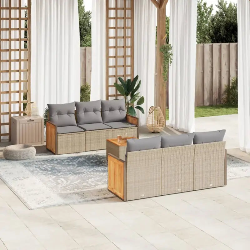 Zwart materiaal loungeset met waterdichte zak en gepoedercoat staal - Beige en grijs - Tuinsets