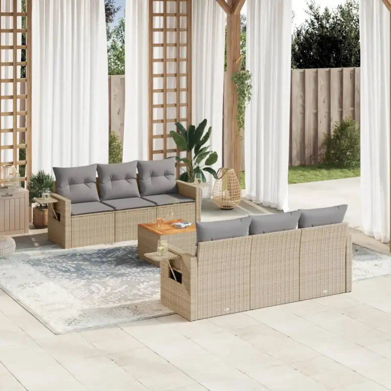 Zwart materiaal loungeset van gepoedercoat staal met perfecte afmetingen - Beige en grijs - Tuinsets
