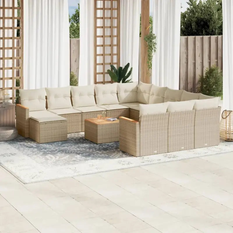 Zwart materiaal loungeset van gepoedercoat staal met uitgebreide afmetingen - Beige / Met tafel - Tuinsets