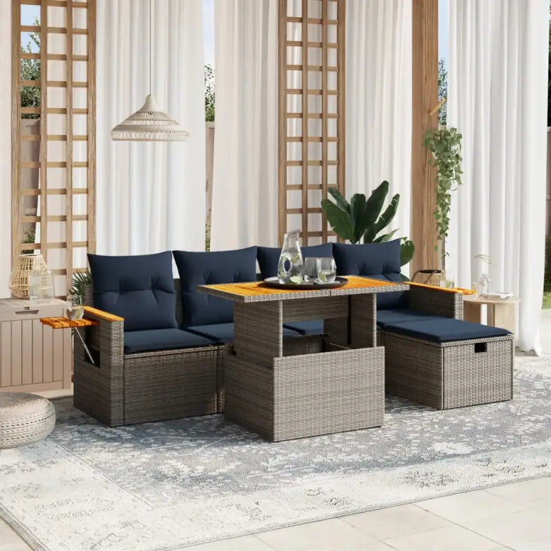 Zwart materiaal loungeset van gepoedercoat staal voor je tuin of terras - Grijs / zonder opbergruimte - Tuinsets