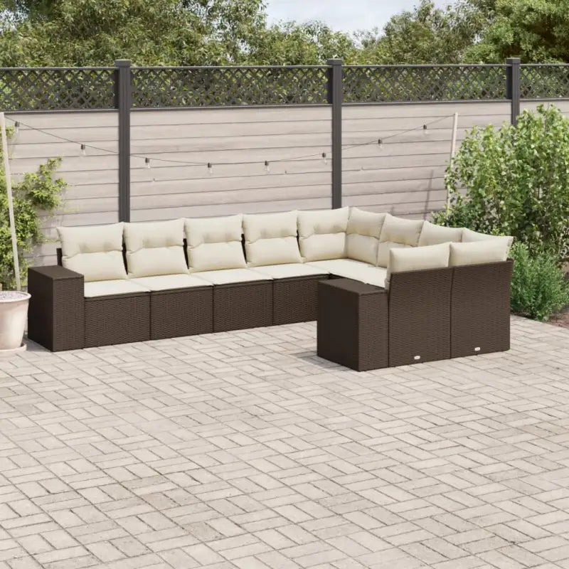 Zwart materiaal loungeset van gepoedercoat staal voor je tuin of terras - Bruin en crème / Met tafel - Tuinsets