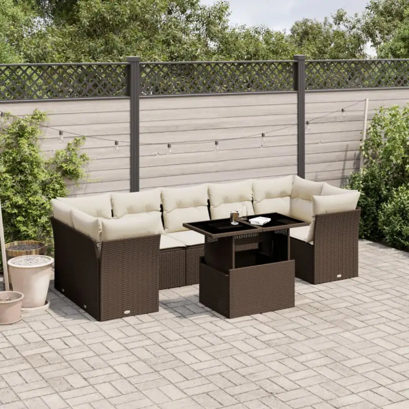 Zwart materiaal loungeset van gepoedercoat staal voor je tuin of terras - Bruin / zonder opbergruimte - Tuinsets