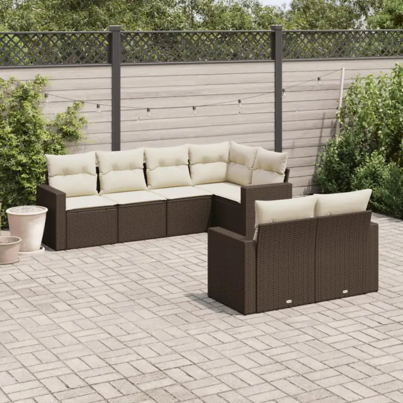 Zwart materiaal loungeset van gepoedercoat staal voor je tuin of terras - Bruin en crème - Tuinsets