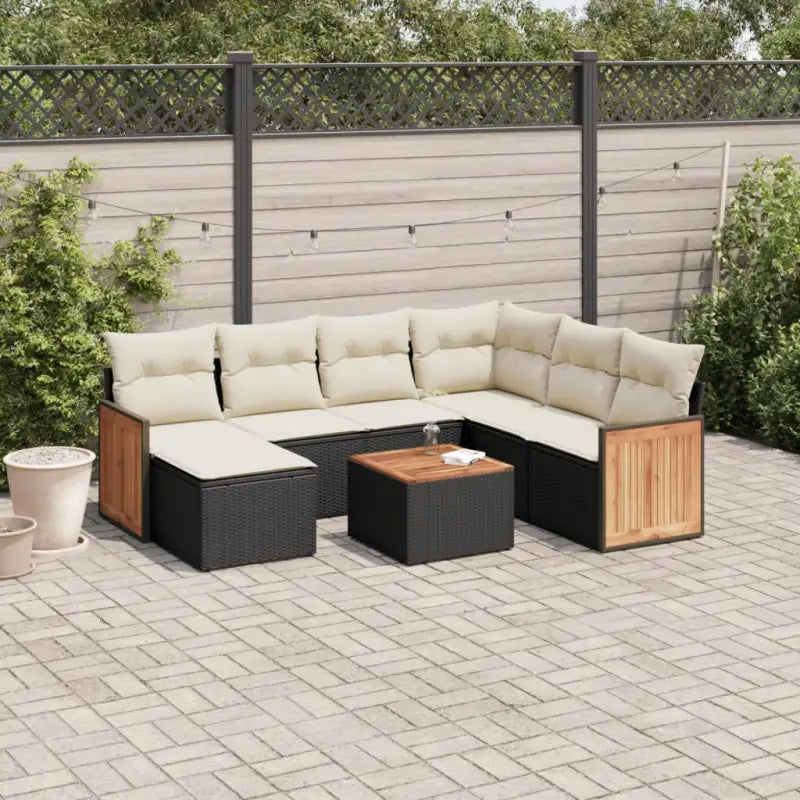 Zwart materiaal loungeset van gepoedercoat staal voor jouw tuin of terras - Zwart en crème / Met tafel - Tuinsets