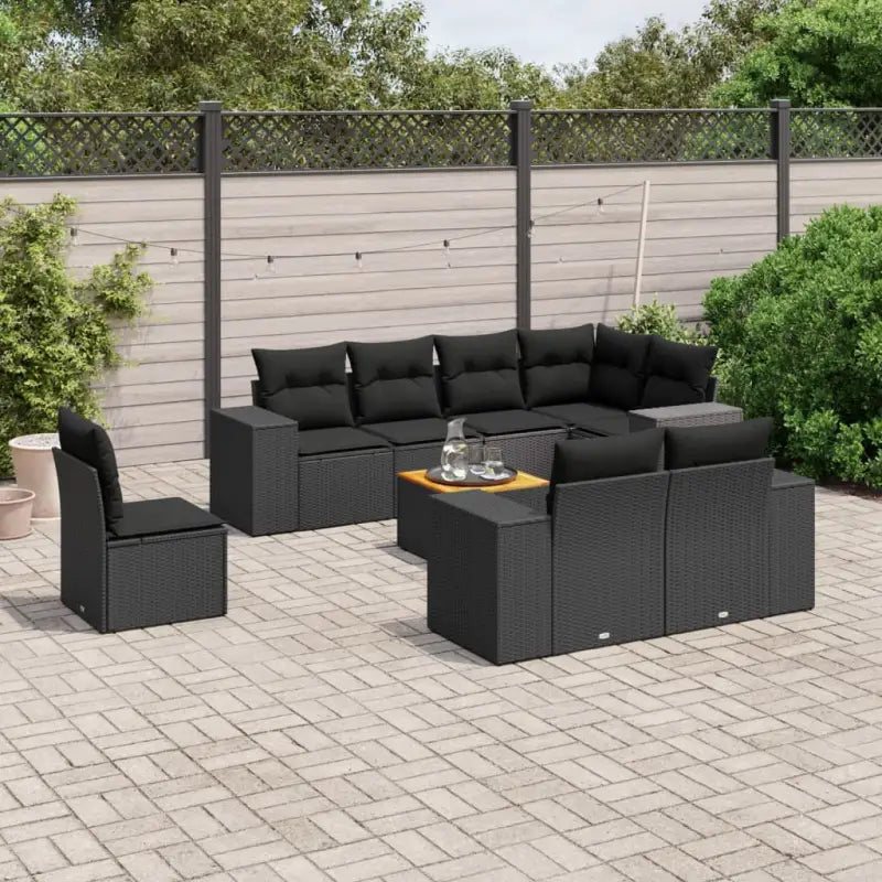 Zwart tuinset met waterdichte tas en gepoedercoat staal voor buiten - Zwart / 3x midden + hoek + Tafel - Tuinsets