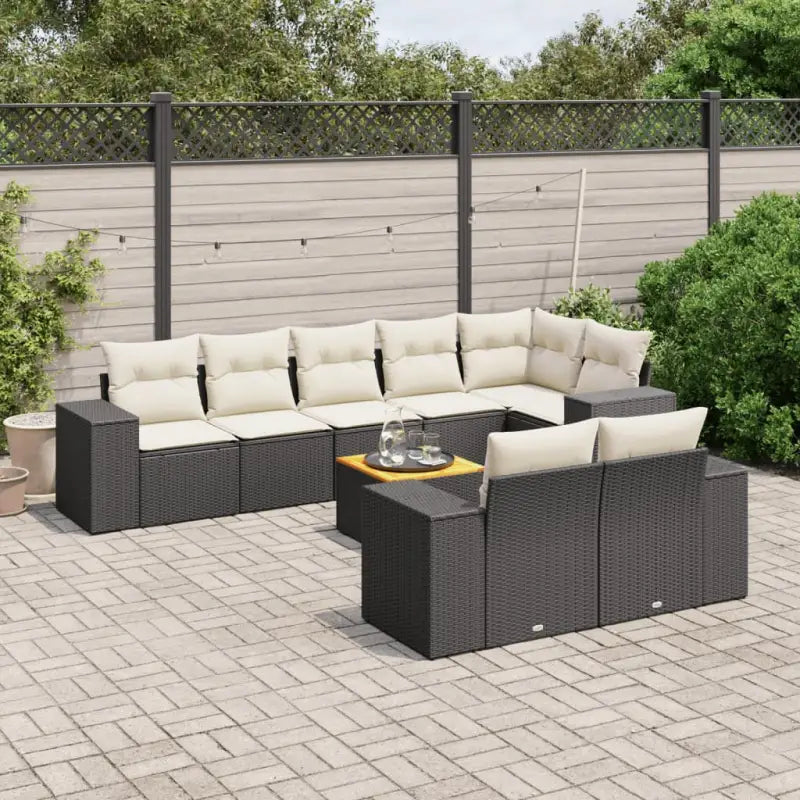 Zwart tuinset met waterdichte tas en gepoedercoat staal voor buiten - Zwart en crème / hoek + 3x midden + Tafel