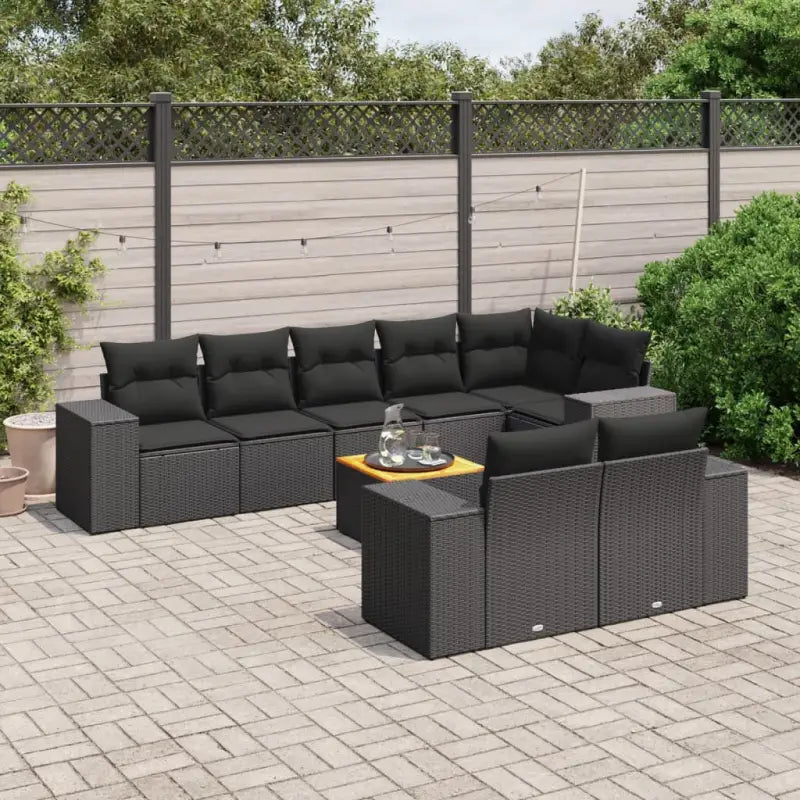 Zwart tuinset met waterdichte tas en gepoedercoat staal voor buiten - Zwart / hoek + 3x midden + Tafel - Tuinsets