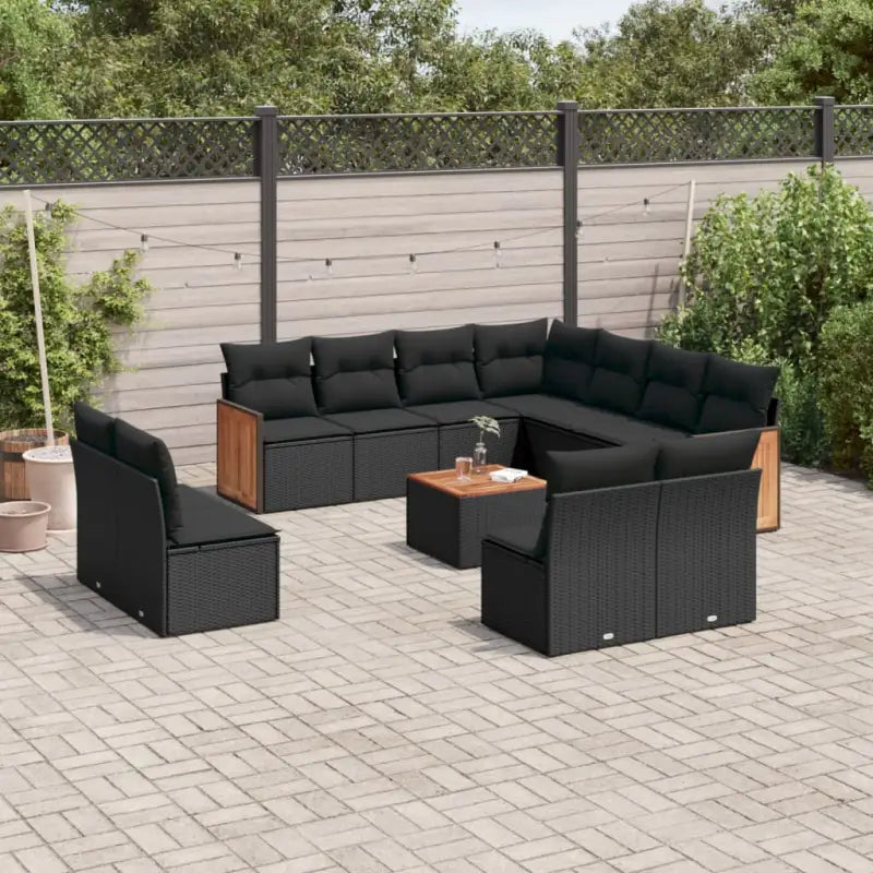 Zwarte loungeset met gepoedercoat staal en comfortabele afmetingen zitting - Zwart / Met tafel - Tuinsets