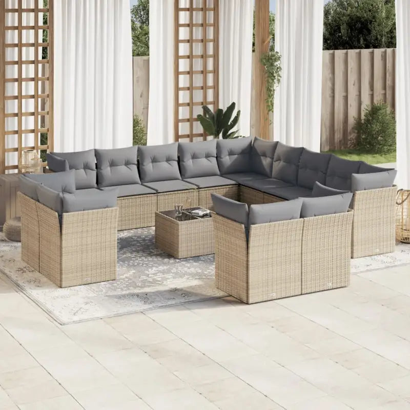 Zwarte loungeset met gepoedercoat staal en waterdichte tas voor buiten - Beige en grijs / Met tafel - Tuinsets