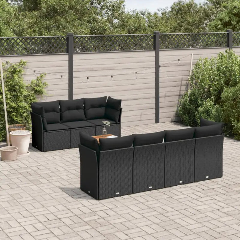 Zwarte loungeset met gepoedercoat staal en waterdichte tas voor buitengebruik - Zwart / 2x hoek + 3x midden + Tafel