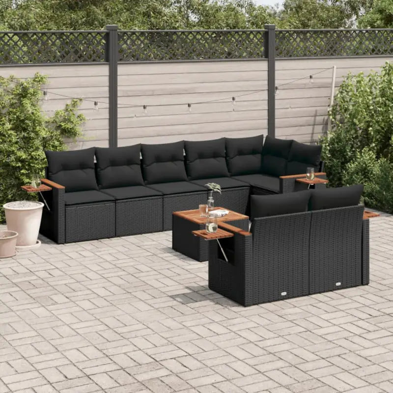 Zwarte loungeset met gepoedercoat staal en waterdichte tas voor buiten - Zwart / Met tafel - Tuinsets