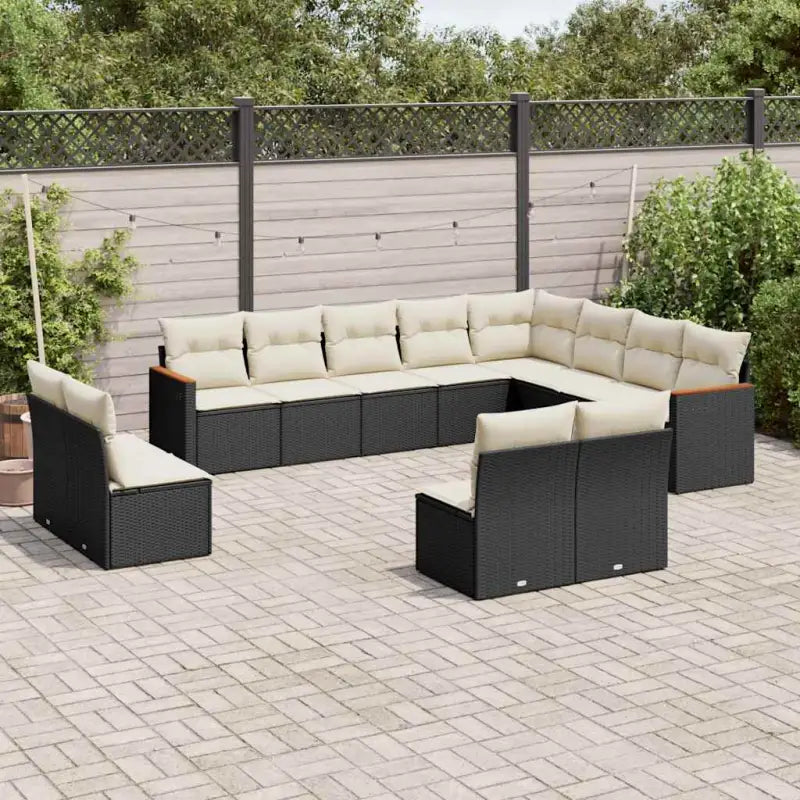 Zwarte loungeset met gepoedercoat staal en waterdichte tas voor tuin - Zwart en crème / Zonder tafel - Tuinsets
