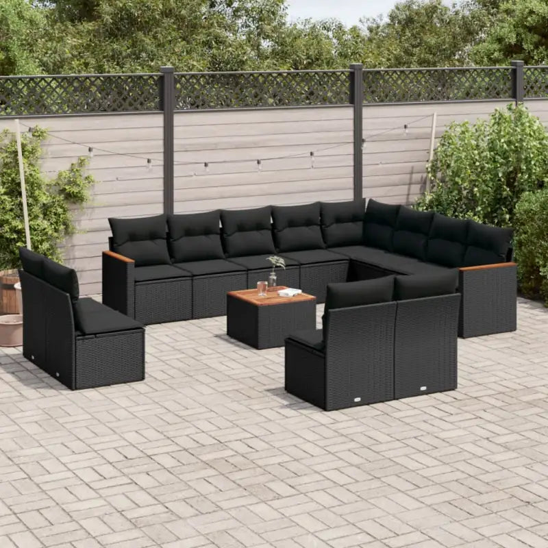 Zwarte loungeset met gepoedercoat staal en waterdichte tas voor tuin - Zwart / Met tafel - Tuinsets