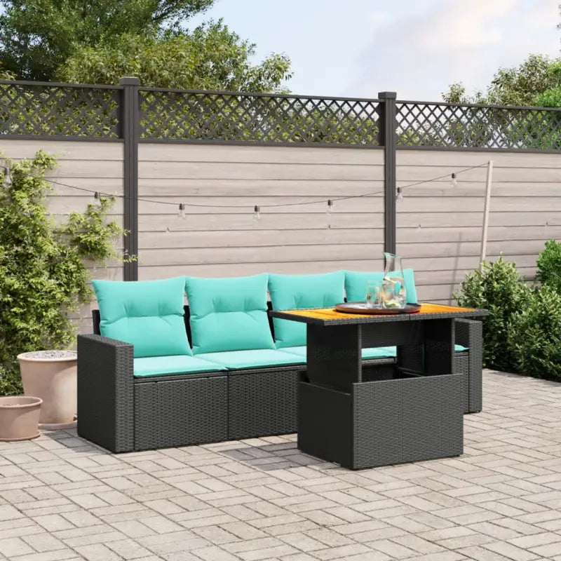 Zwarte loungeset met gepoedercoat staal voor tuin en terras - Zwart / zonder opbergruimte - Tuinsets