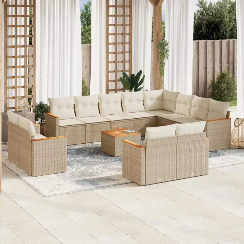 Zwarte loungeset met waterdichte tas en gepoedercoat staal voor tuin - beige en crèmekleurig / Met tafel - Tuinsets