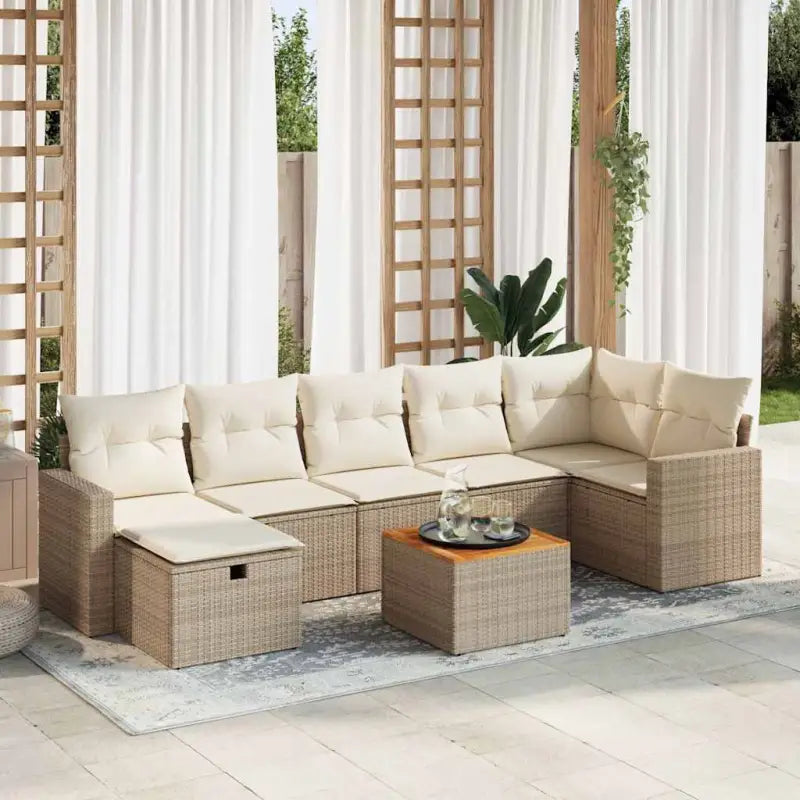 Zwarte loungeset van gepoedercoat staal met comfortabele afmetingen - beige en crèmekleurig / Tafel + 3x midden + 3x