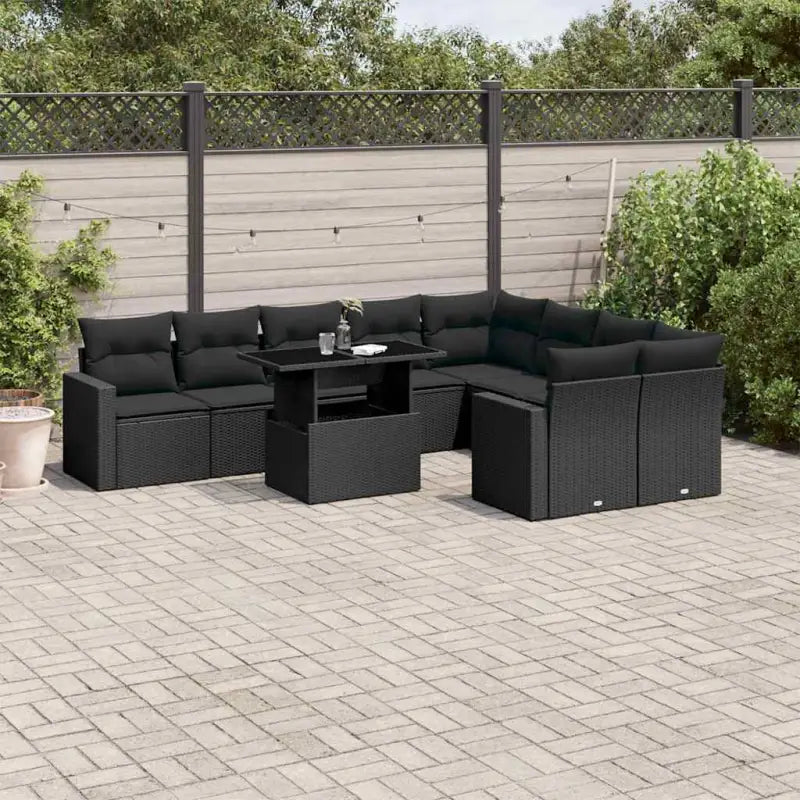 Zwarte loungeset van gepoedercoat staal met comfortabele afmetingen - Zwart / Met tafel - Tuinsets