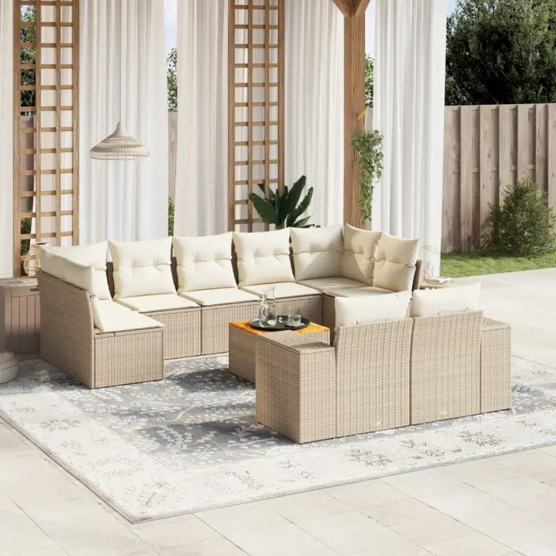 Zwarte loungeset van gepoedercoat staal voor een comfortabele tuinruimte - beige en crèmekleurig / 5x midden + 2x hoek