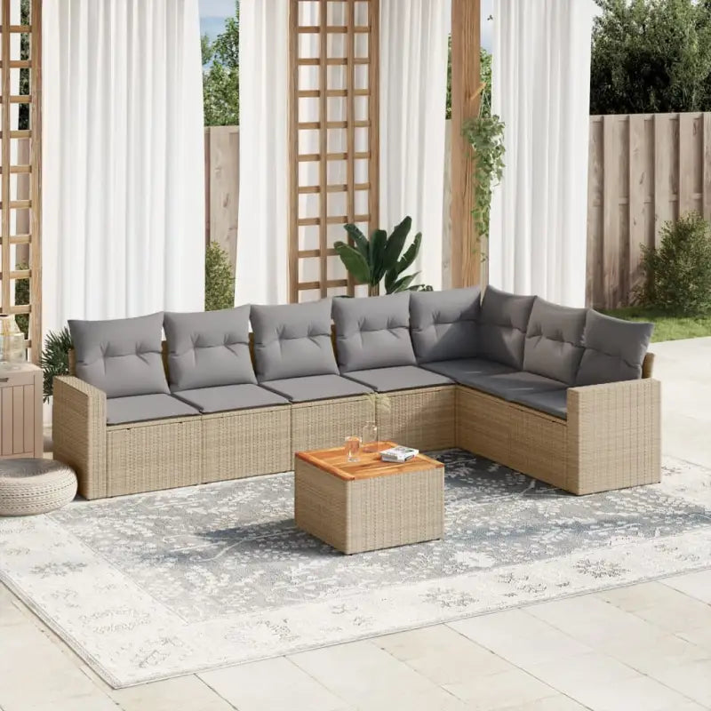 Zwarte loungeset van gepoedercoat staal voor je tuin of terras - Beige en grijs - Tuinsets