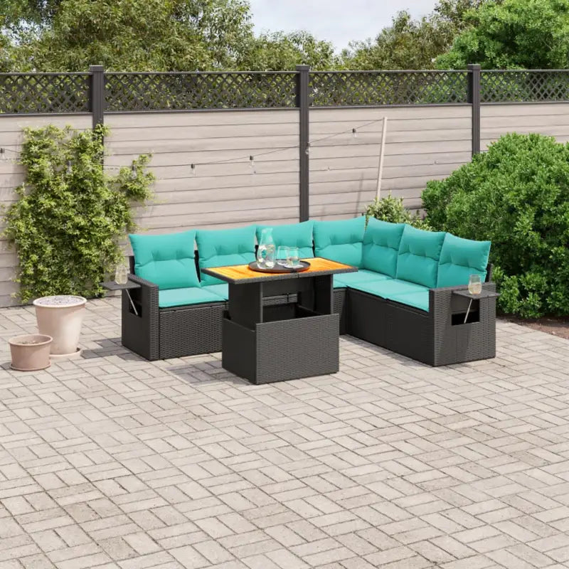Zwarte loungeset van gepoedercoat staal voor je tuin of terras - Grijs / 3x midden + Tafel + hoek - Tuinsets