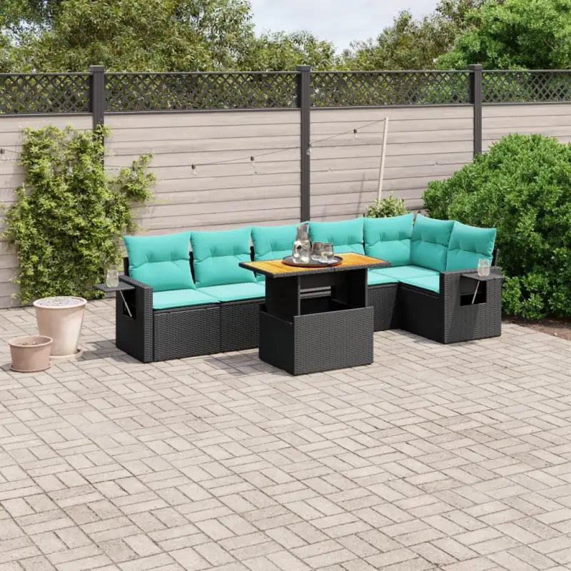 Zwarte loungeset van gepoedercoat staal voor je tuin of terras - Zwart / hoek + Tafel + 3x midden - Tuinsets