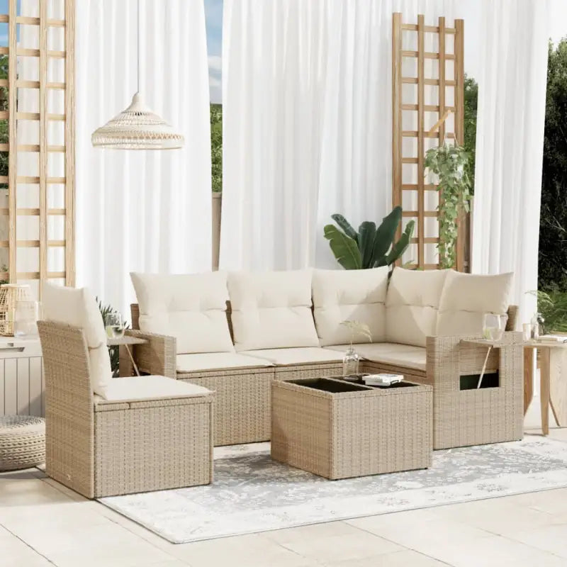 Zwarte loungeset van gepoedercoat staal voor tuin en terras - beige en crèmekleurig / Met tafel - Tuinsets
