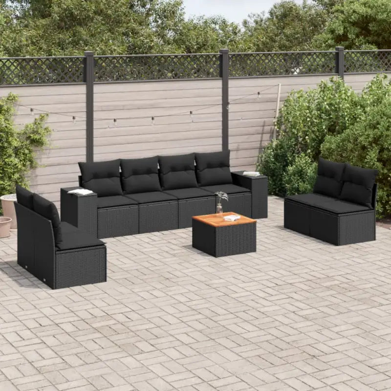 Zwarte Loungeset van gepoedercoat staal voor tuin en terras - Zwart - Tuinsets