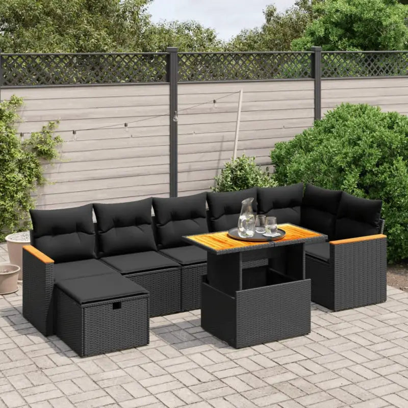 Zwarte loungeset van gepoedercoat staal voor tuin en terras - Zwart / zonder opbergruimte - Tuinsets