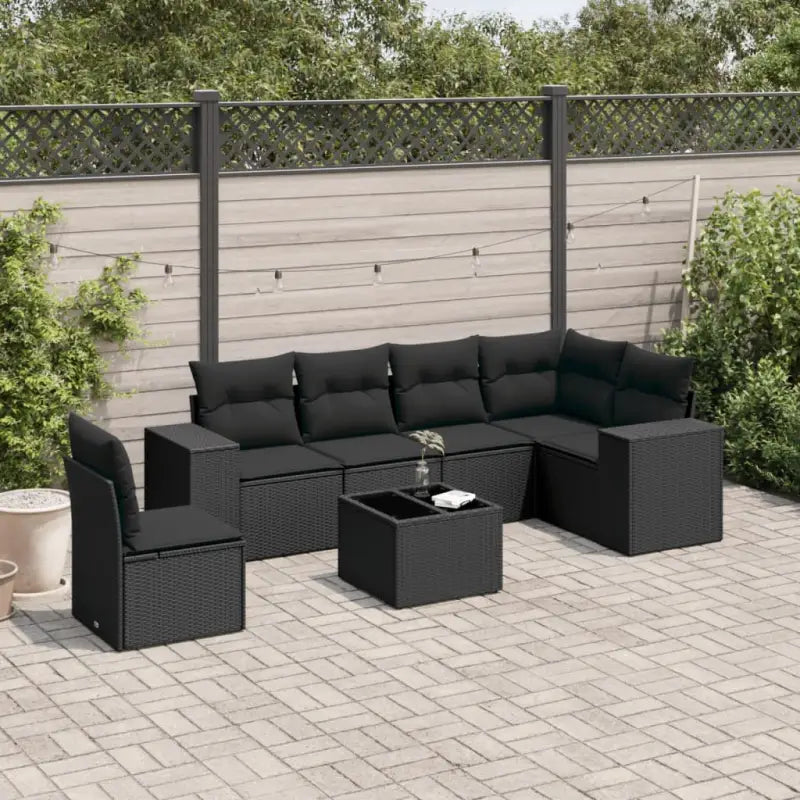 Zwarte loungeset van gepoedercoat staal voor tuin en terras - Zwart / Met tafel - Tuinsets