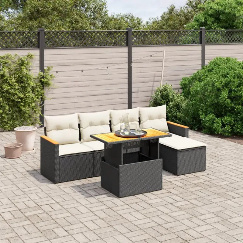 Zwarte loungeset van gepoedercoated staal voor uw tuin of terras - Zwart en crème / zonder opbergruimte - Tuinsets