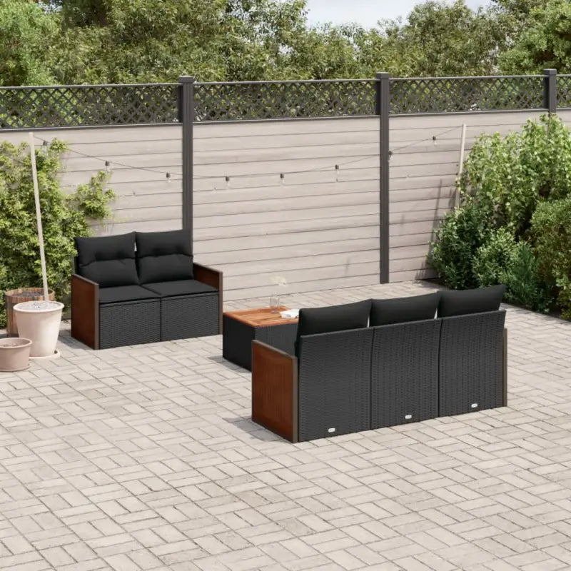 Zwarte loungeset van poly rattan met gepoedercoat staal en ruime afmetingen - Tuinsets
