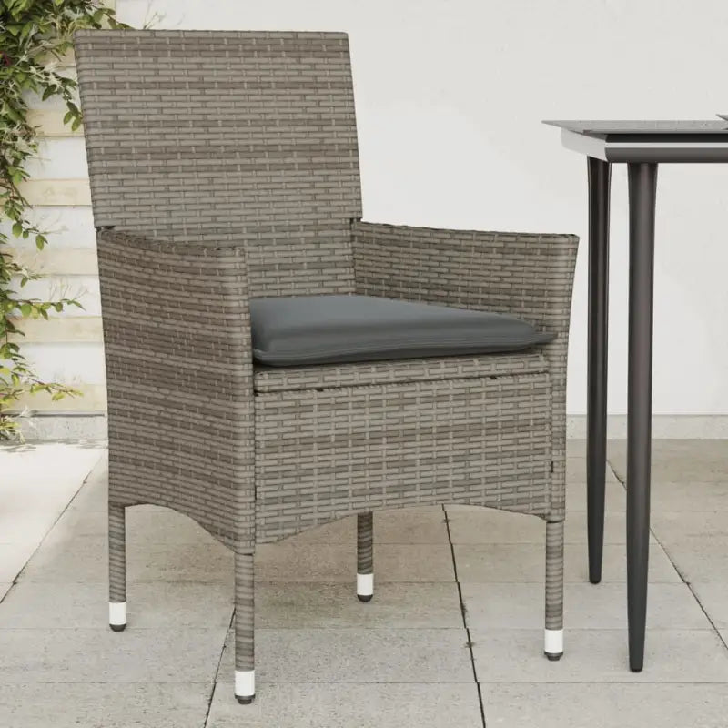 Zwarte poly rattan tuinstoelen met wasbare hoes voor buitenplezier - Grijs / 1 / Rattan armleuning - Tuinstoelen