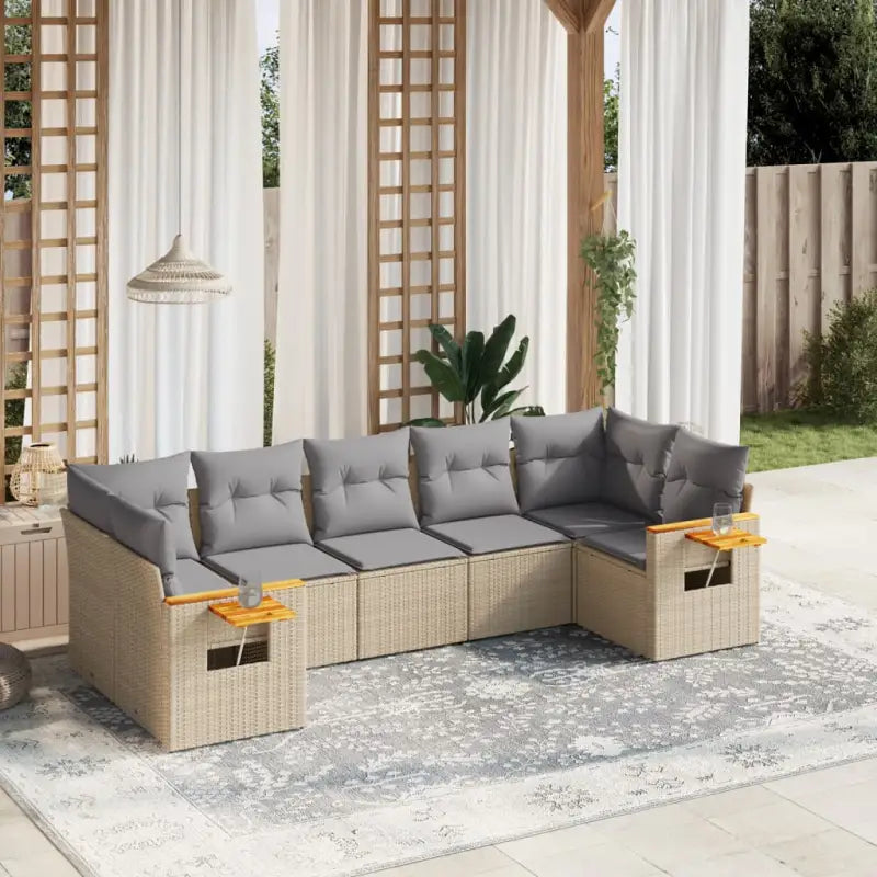 Zwarte tuin loungeset met waterdichte tas en gepoedercoat staal - Beige en grijs - Tuinsets
