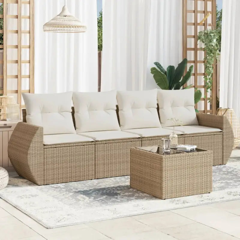 Zwarte tuin loungeset met waterdichte tas en gepoedercoat staal - beige en crèmekleurig / Met tafel - Tuinsets