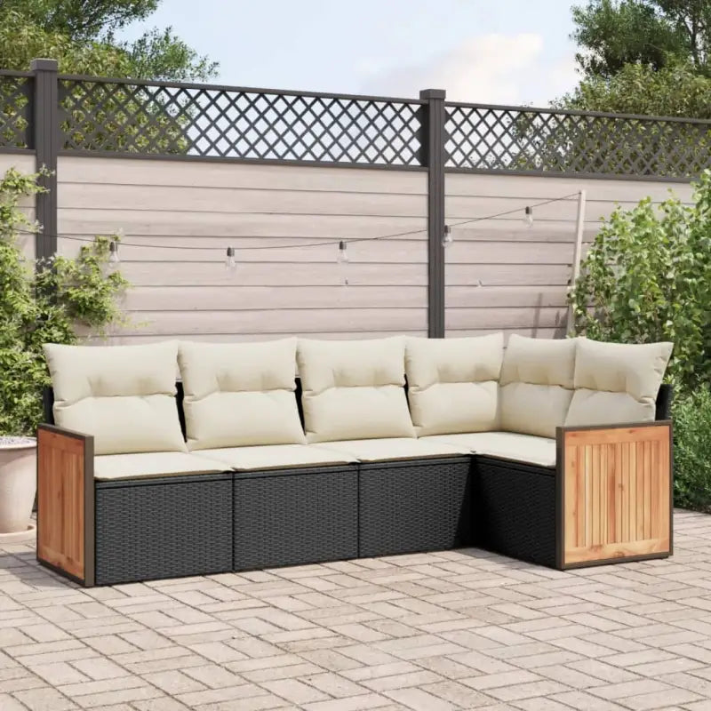Zwarte tuin loungeset met waterdichte zak en gepoedercoat staal - Zwart en crème / Zonder tafel - Tuinsets