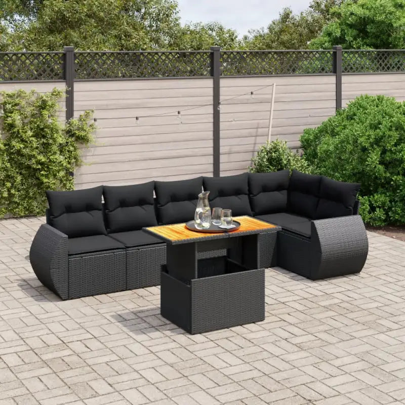 Zwarte tuinset met gepoedercoat staal voor buitenplezier - Zwart / 3x midden + 3x hoek + Tafel - Tuinsets