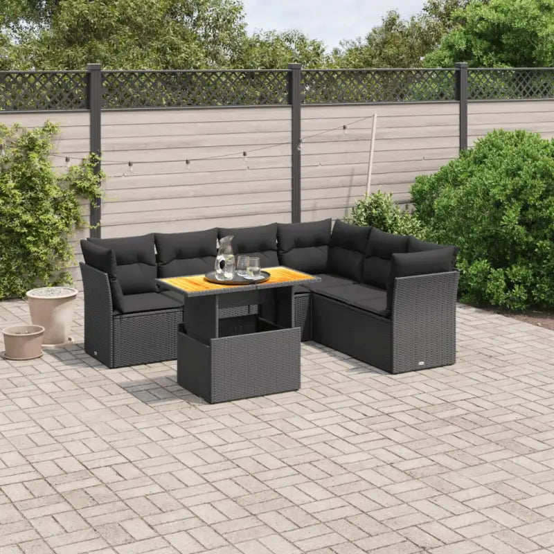 Zwarte tuinset met gepoedercoat staal voor comfortabel buiten genieten - Zwart / 3x midden + 3x hoek + Tafel - Tuinsets